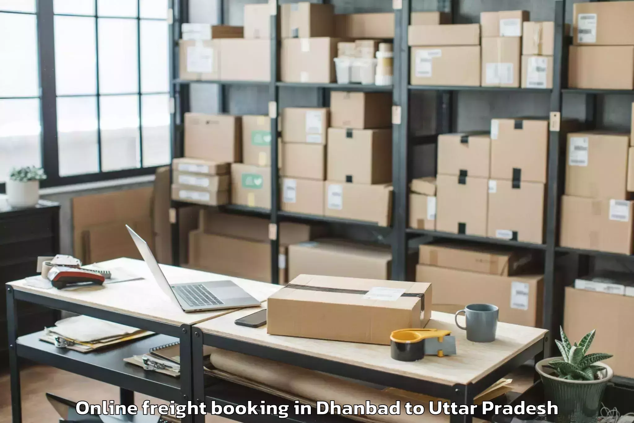 Book Dhanbad to Sasni Online Freight Booking Online